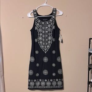 NWT INC International Concepts Black and White Embroidered Mini Dress